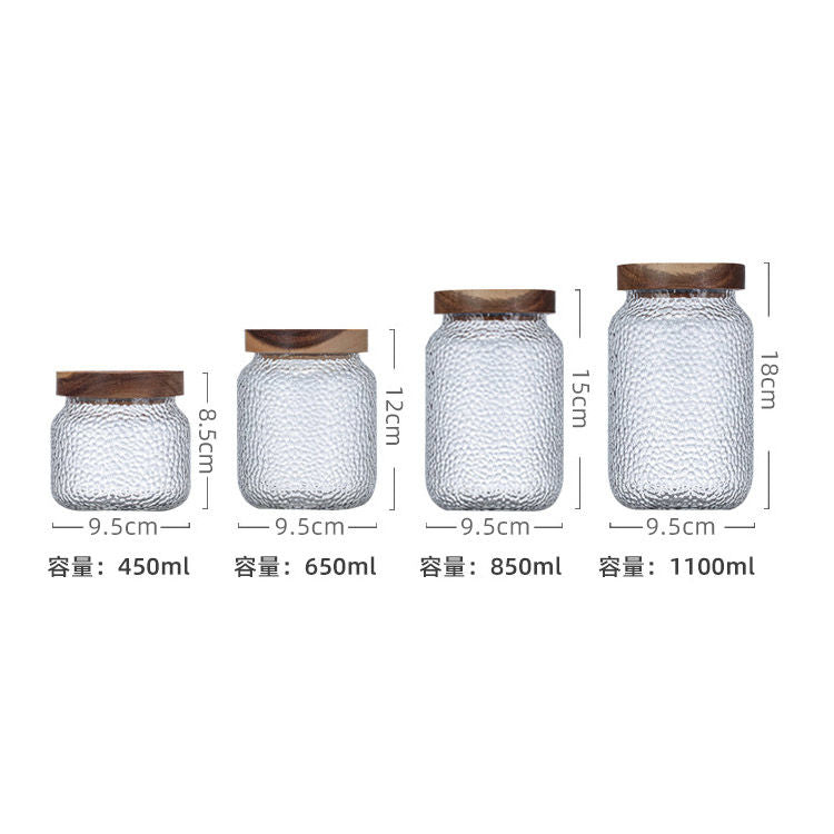 Hammer-grained glass storage jar Kitchen food jar