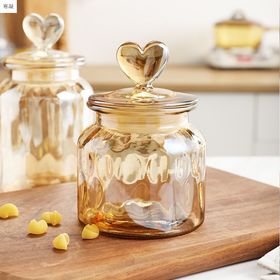 Creative Love outlet glass sealed jar Storage jar Clear amber high appearance